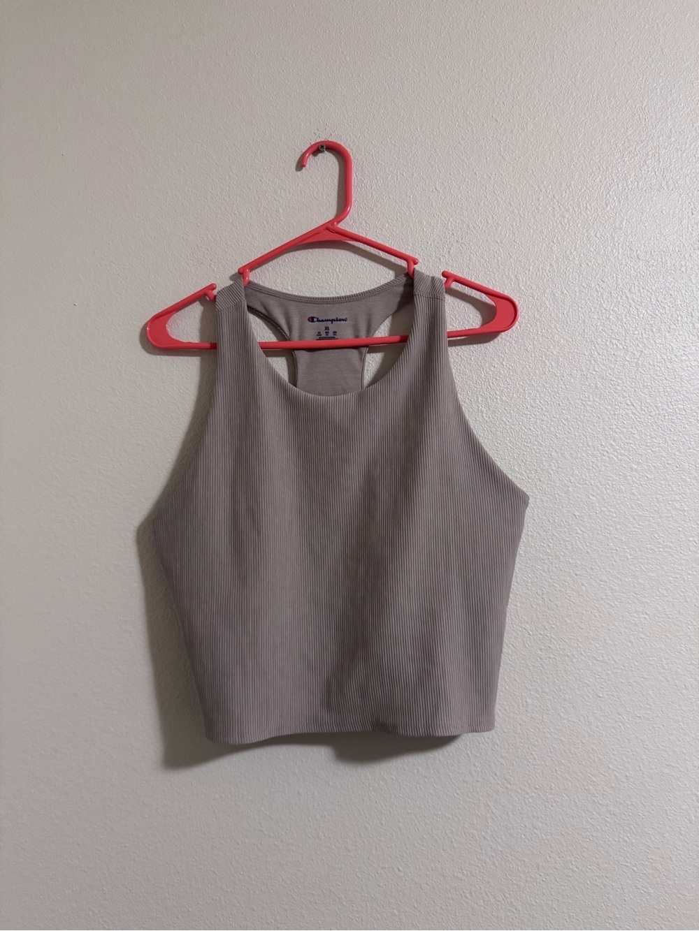 Champion Taupe Ribbed Crop Tank